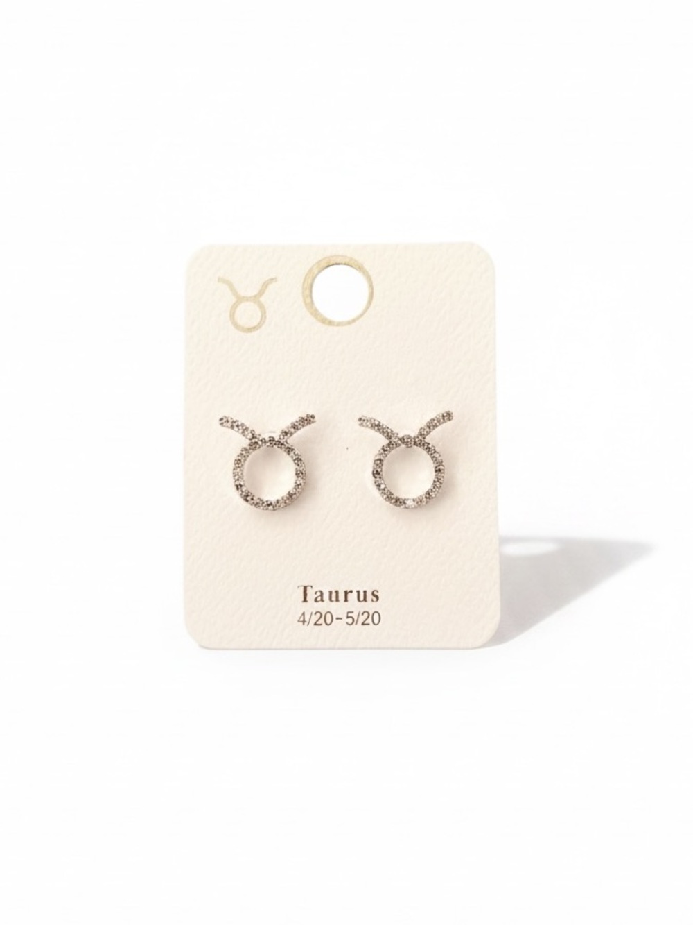 Taurus Rhinestone Astrological Zodiac Sign Bull Silver Earrings Apr 20-May 20